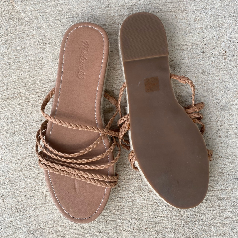 Madewell The Kathryn Espadrille Slide On Woven Leather Strappy Sandals